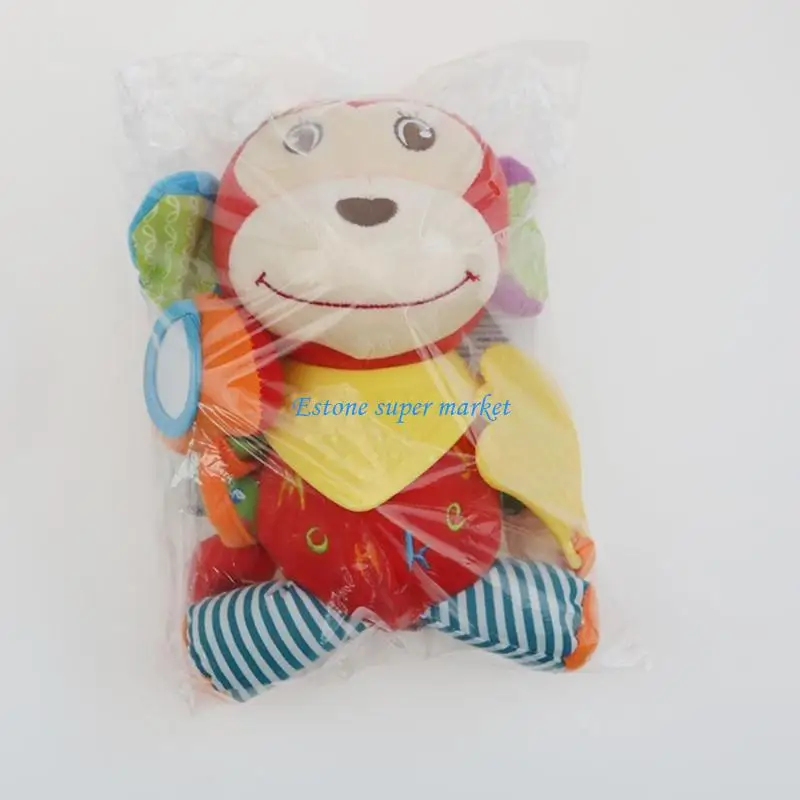 090B Animal Shaped Rattle Baby Gifts Infant Bed Around Decoration Hanging Toy with Teether