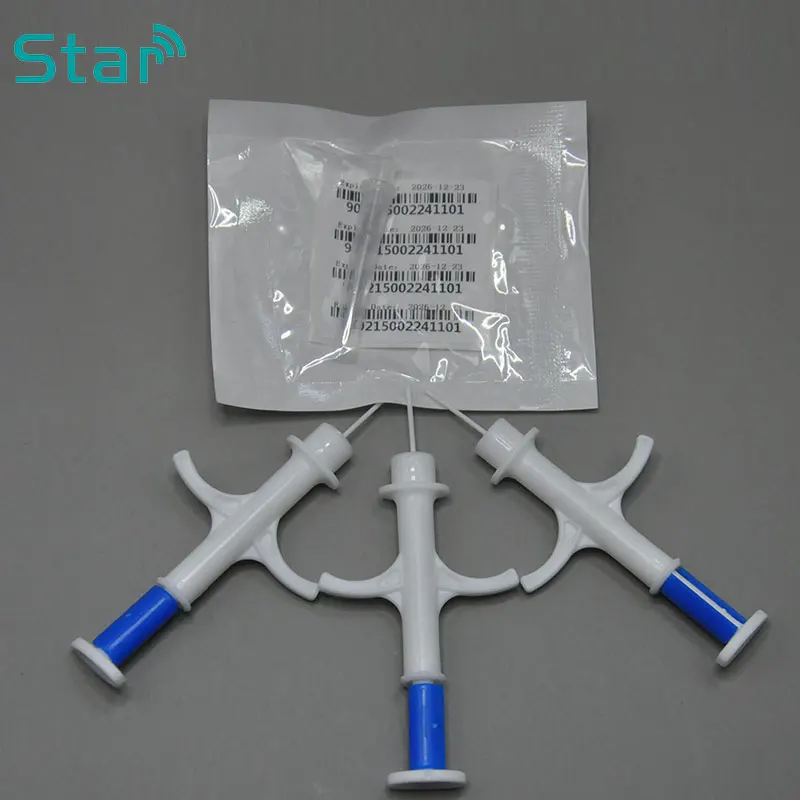 1.4x8mm Separated Microchip Syringe  Chip Needle FDX-B Pet ID Tag 134.2KHz Animal Injector Matching Recycle Plastic Injector