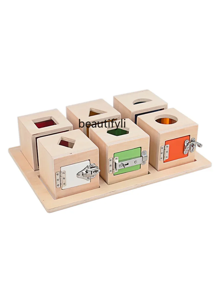 Wooden unlocking box 6-piece set Children's early education educational learning Daily life unlocking toys