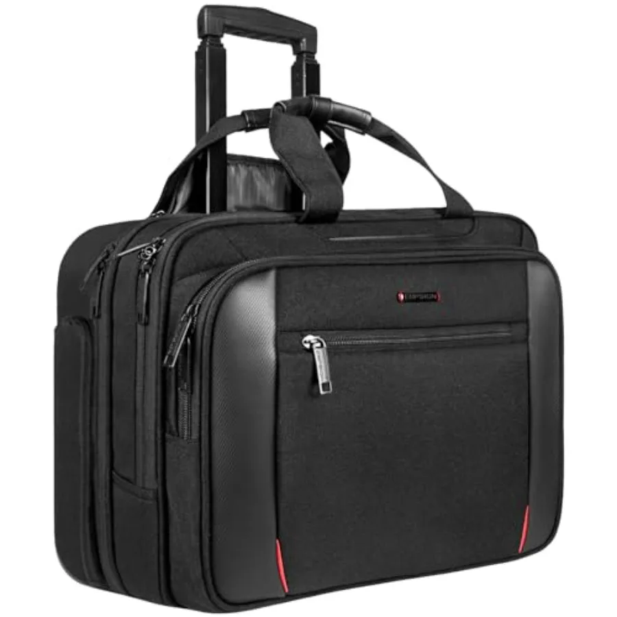 

17.3 Inch Rolling Laptop Bag Heavy-Duty Waterproof Rolling Computer Bag Carry on Briefcase with RFID Blocking Pocket Premium Fe