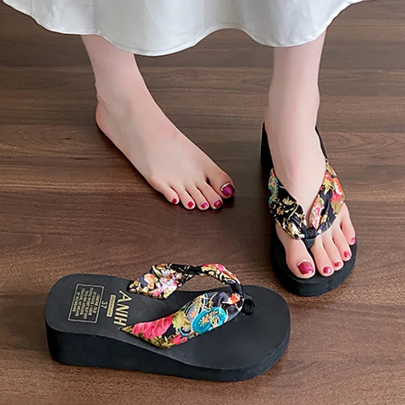 الصيف النساء الوجه يتخبط زهرة منصة النعال قباقيب عادية في الهواء الطلق صنادل شاطئ حذاء للحديقة الإناث داخلي المنزل الشرائح 36-41 #4