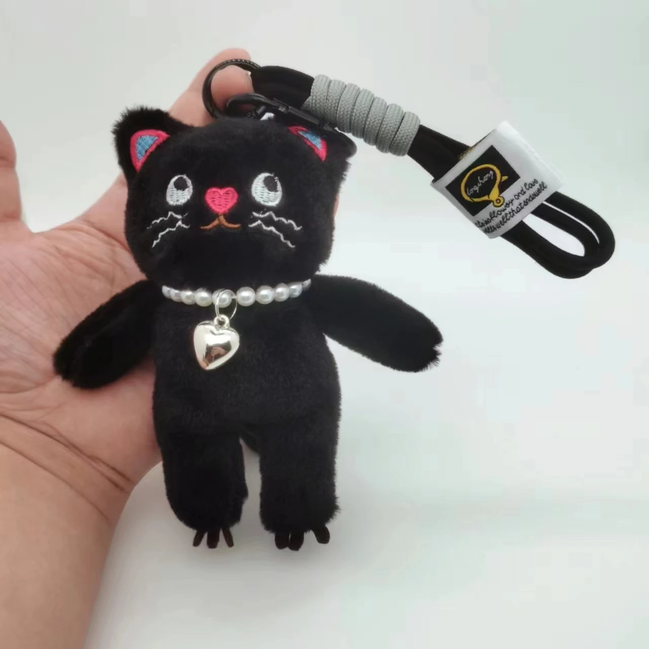 15cm Kawaii Pink Cat Plush Keychain Cute Cat Plush Pendant Soft Animal Keyring Car Key Buckle Accessories Girl women Bag Hanging