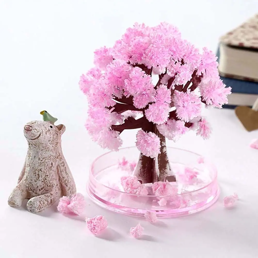 Árvore mágica crescente Brinquedos, Árvores de cristal Sakura, Árvore mágica crescente, Desktop japonês, Flor de cerejeira, Brinquedos decorativos DIY Science