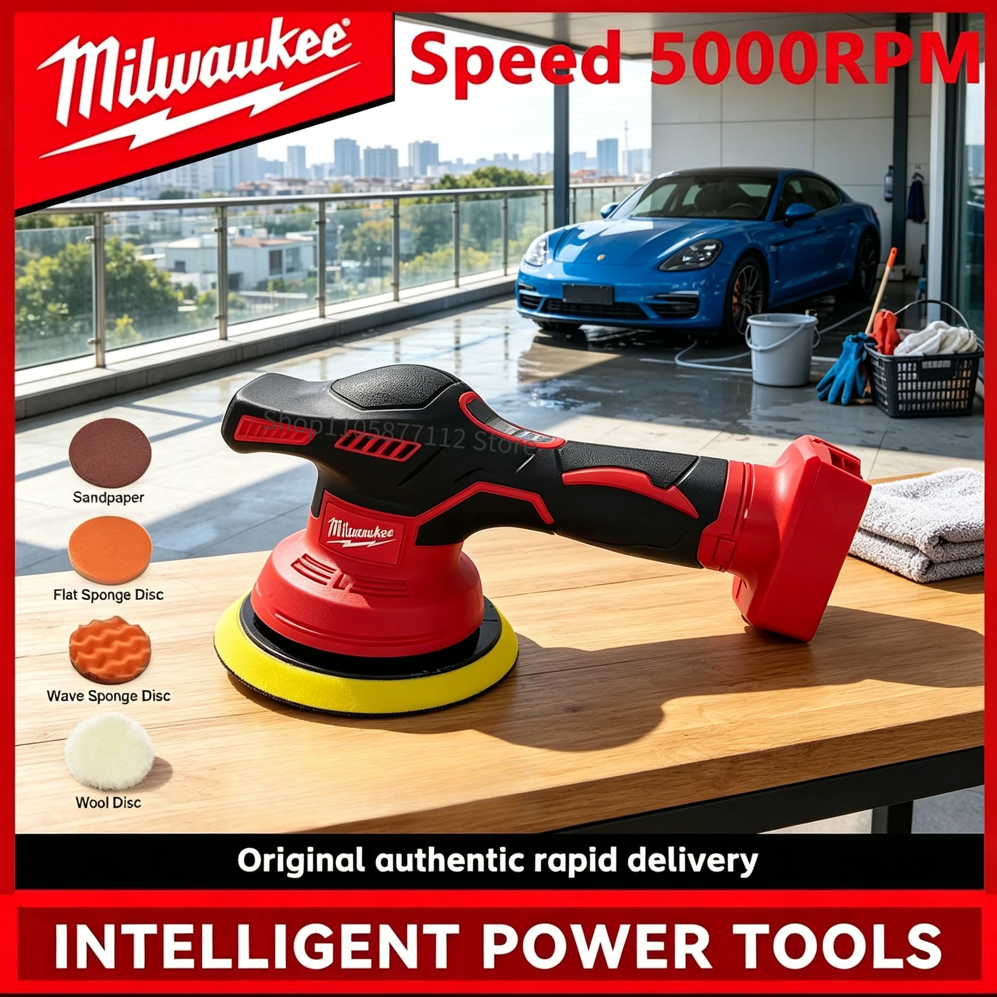 New Milwaukee 18V Battery Cordless Car Polisher 8 Gears Electric Auto Polishing Machine Waxing Sanding Sealing Power Tools