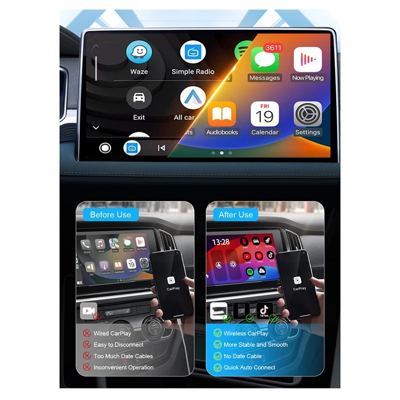 Android 12 Carplay AI Box Wireless Carplay Adapter Android Auto For Netflix Youtube VW Toyota Mazda Hyundai Haval GMC-A15Z