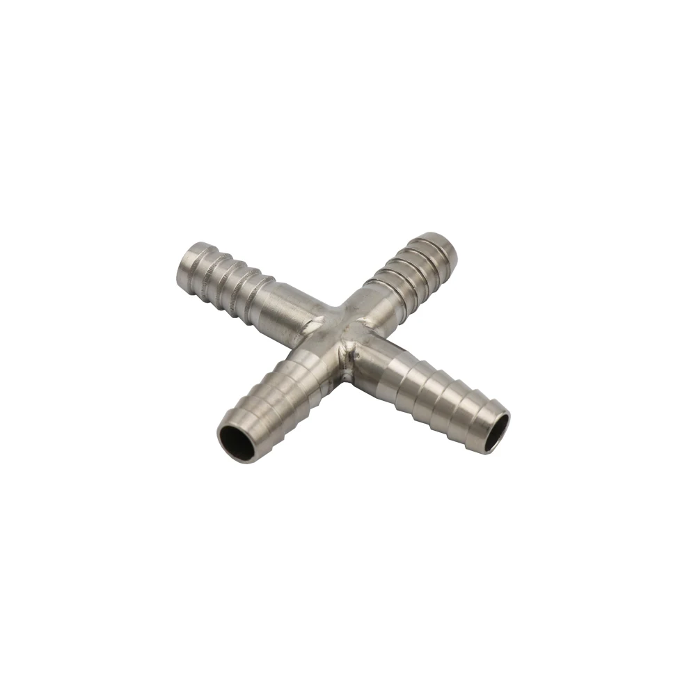 Stainless steel Hose Splicer Type Cross Four-way Tee T-Shaped Hose Barbed Fitting With 8mm Beer Hose Home Brewing