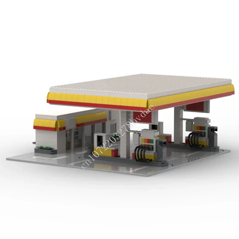 1138PCS Gas Station Modular MOC Creative Street View ชุดบล็อกอาคารสถาปัตยกรรม DIY การศึกษาประกอบของเล่นของขวัญ