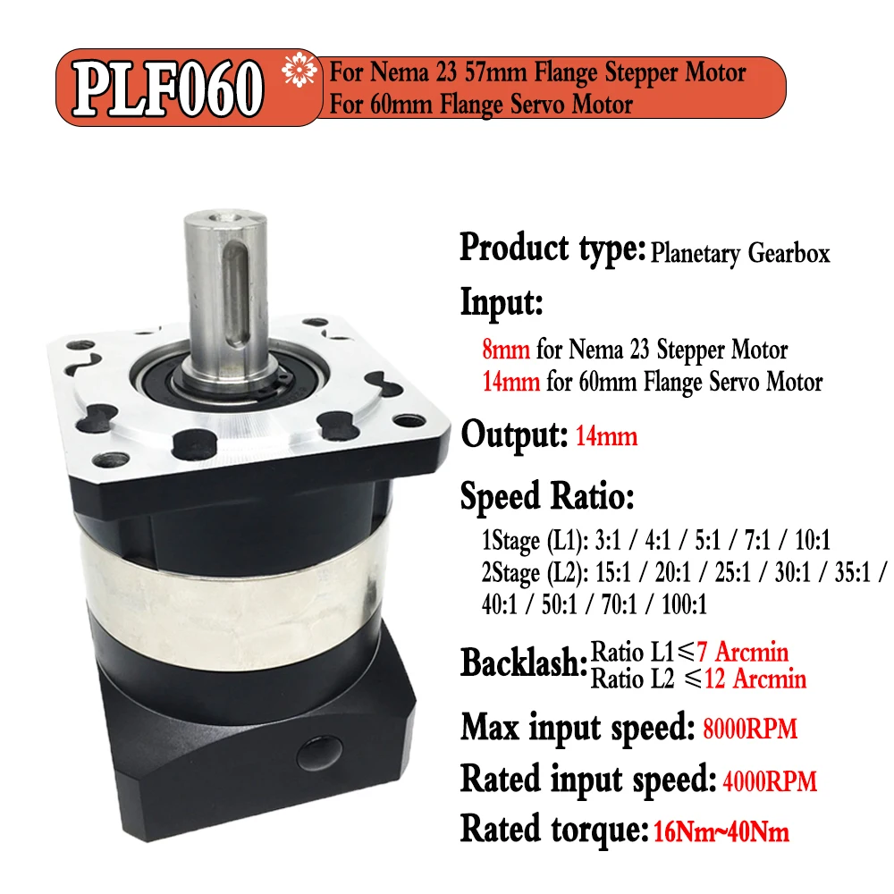 Planetary Gearbox Reducer 7 Arcmin High Precision for Nema 23 57mm Nema34 86 Stepper 60/80mm 400W 750W Servo Motor Gearbox