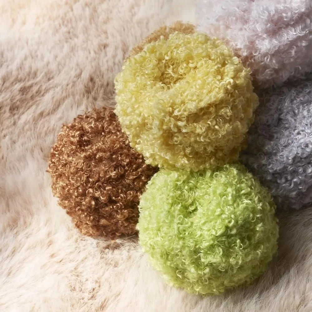 50g Weight Hand-knitting Yarn Material Knitted Structure Circle Yarn Wool Blend Curled Texture Doll Yarn For Scarf