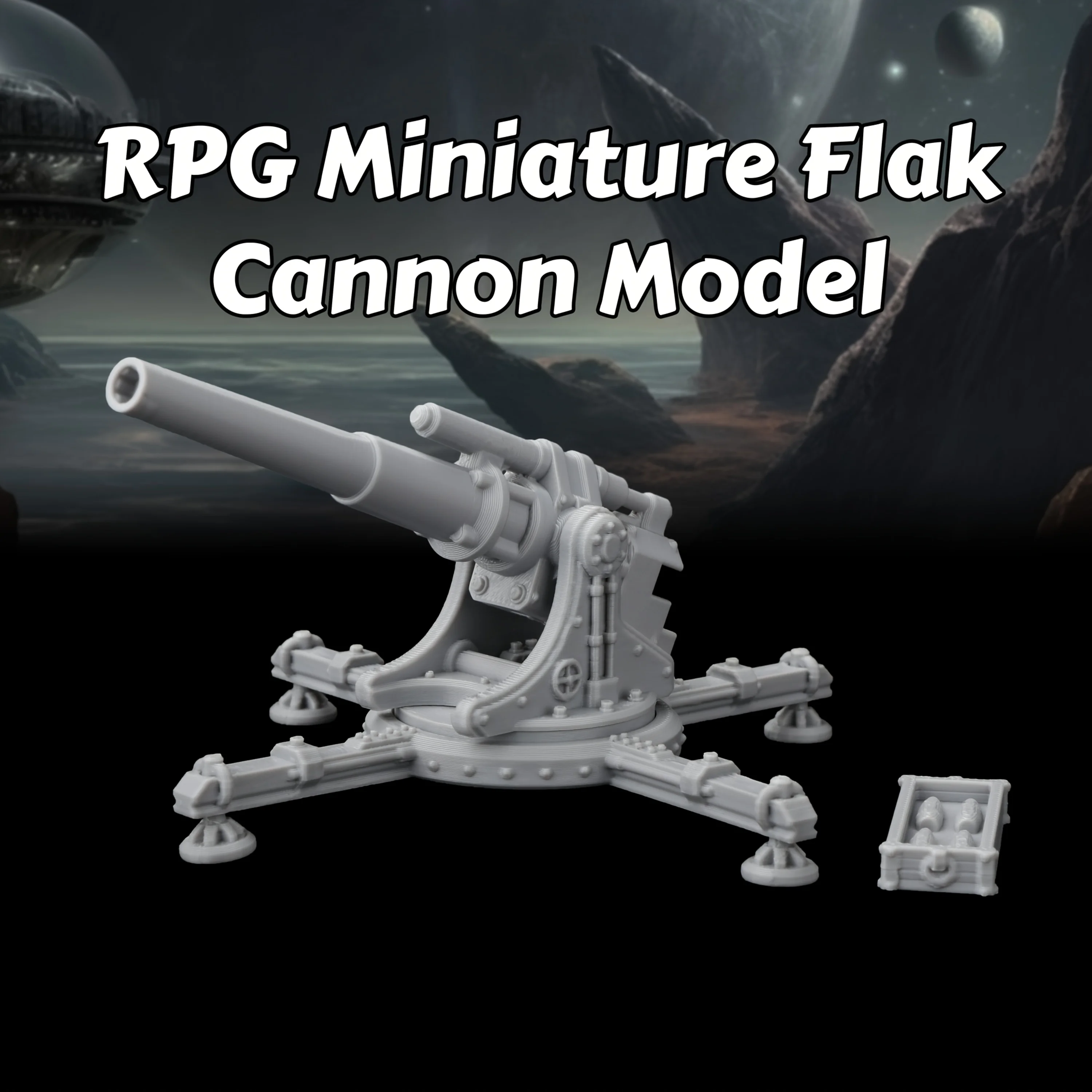 

Набор миниатюрных орудий RPG Flak Cannon – научно-фантастическая артиллерийская база для RPG-игр, идеальный аксессуар для тактических настольных игровых сценариев.