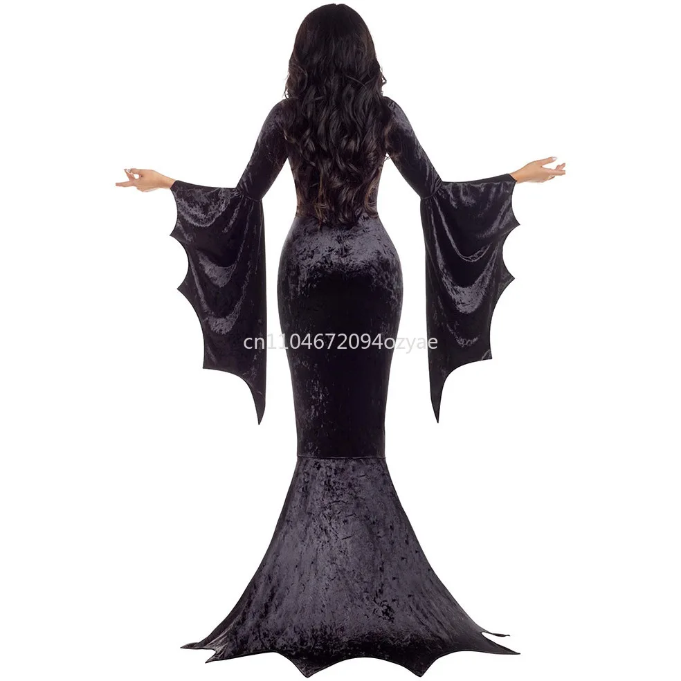 S-XL Halloween chauve-souris sorcière fantôme mariée Costume gothique sorcière Vampire maquillage balle longue robe Performance robe