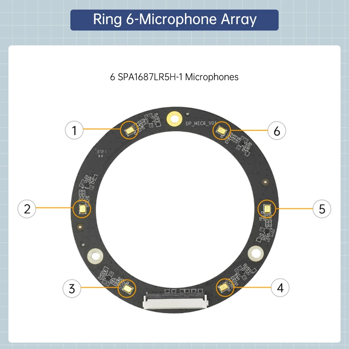 Hot iFLYTEK Far-Field Microphone Array Module ROS Six-Microphone Voice Board 6-Microphone Sound Source Positioning Navigation