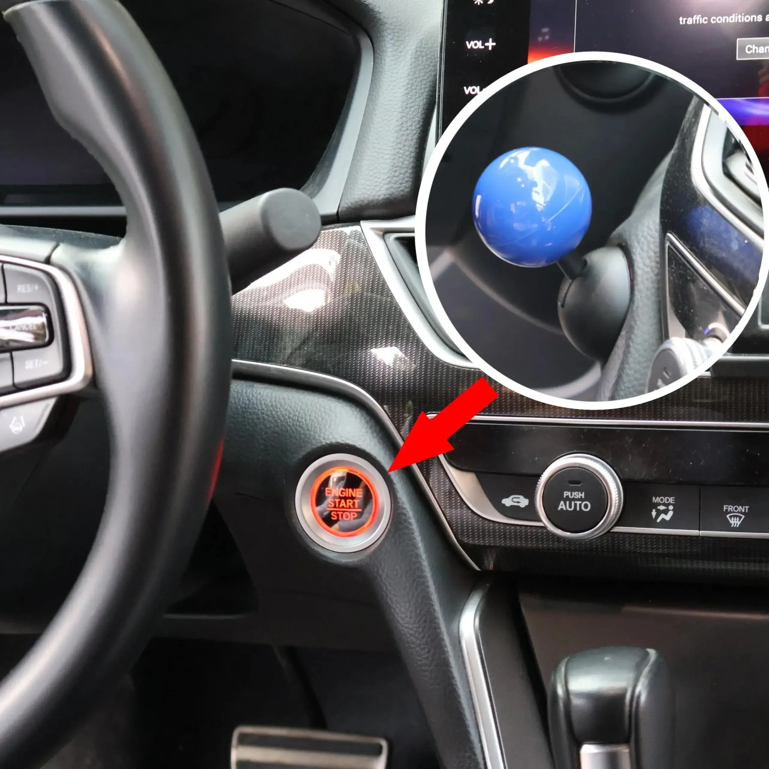 Car one key start joystick ball decorative ball start switch button cover start stop button decorative sticker Accessories