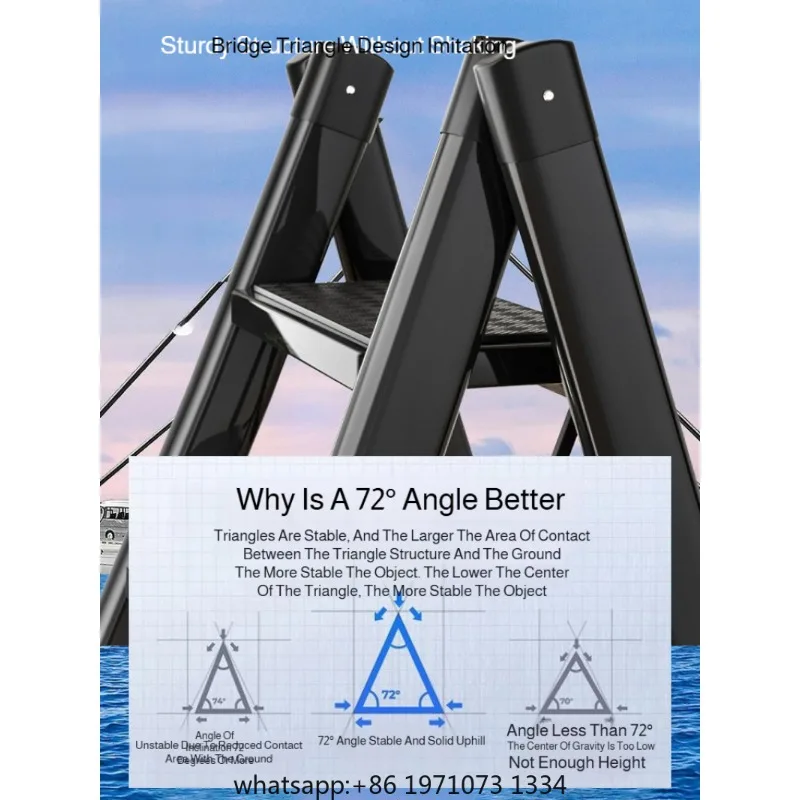 Household multifunctional folding ladder three-step thickened climbing ladder dual-purpose ladder climbing household escalator