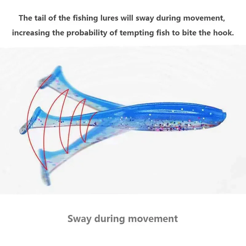 SHIQIAN 50 PCS 소프트 낚시는 파이크 인공 미끼 실리콘 겨울 낚시 용품 도구 소프트 루어에 대한 Wobblers를 유혹합니다