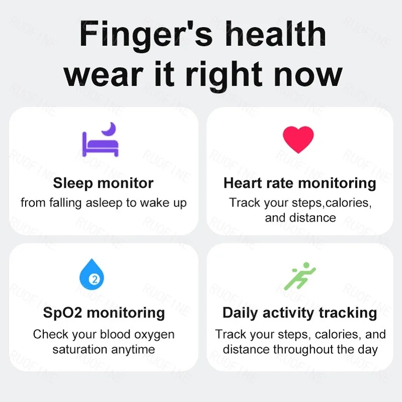 Smart Ring R08 Qring Women's Men Remote Control Electronic Swimming Blood Pressure Monitor Temperature Sleep Tracker Android IOS