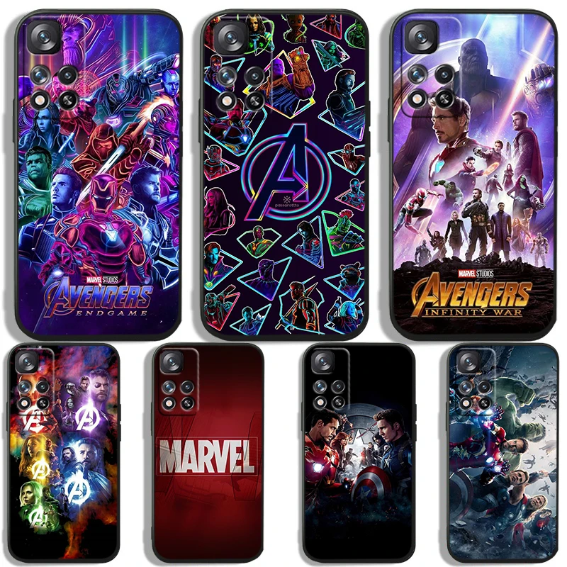 Суперкрутые герои Marvel для Redmi Note 13 12 Turbo 11T 11P 11E 11S 10T 10S 10 9 Pro Plus Max, силиконовый черный телефон