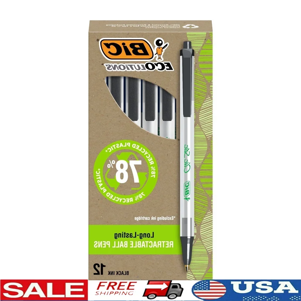 

Eco-Friendly Retractable Ballpoint Pen 1mm Medium Point Black Ink 12 Pack Comfortable Design Break-Resistant Clip Reliable