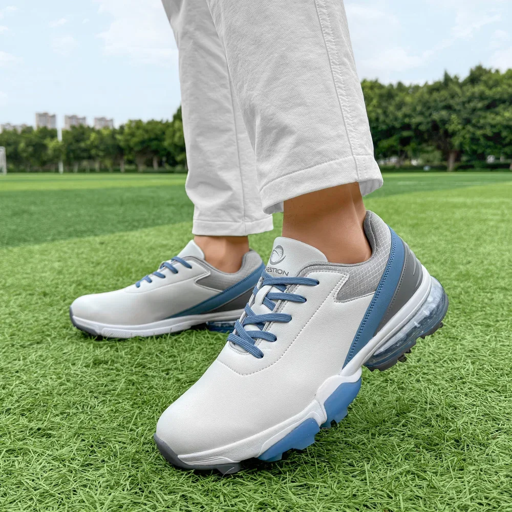 Zapatos de Golf de lujo con picos para hombre, zapatillas de Golf antideslizantes, calzado cómodo para golfistas al aire libre de talla grande