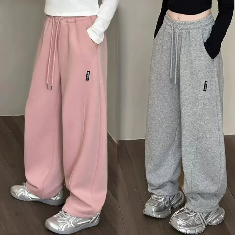 

Girls Wide Leg Pants Spring Autumn New Kids Casual Sports Trousers Teen Elastic Waist Straight Cotton Pants Children Clothes