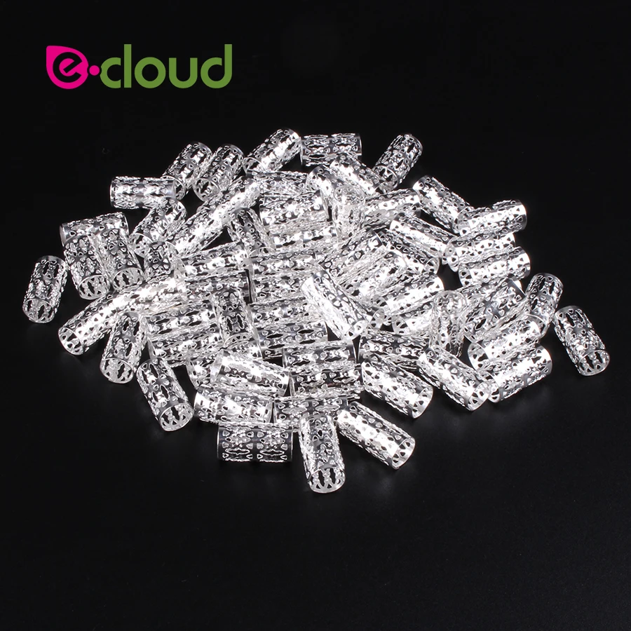 50-100 Pcs/Lot Hair Dreadlock Rings Golden Silver Color Hair Beads for Braiding Hair Extensions 8MM Hole Adjustable Hair Cuff