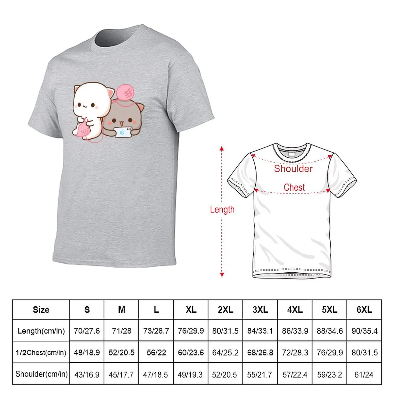 cute mochi peach cat T-Shirt vintage t shirt Anime t-shirt quick-drying t-shirt Men's t shirts