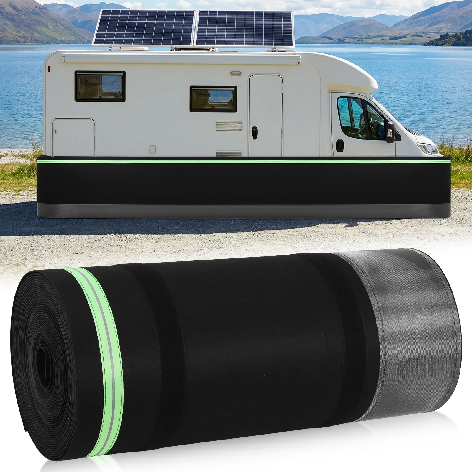 

Insulated Camper Skirt with Tightly Metal Plates Underpinning Cover Easy Installation Waterproof for Travel Trailer Motorhome