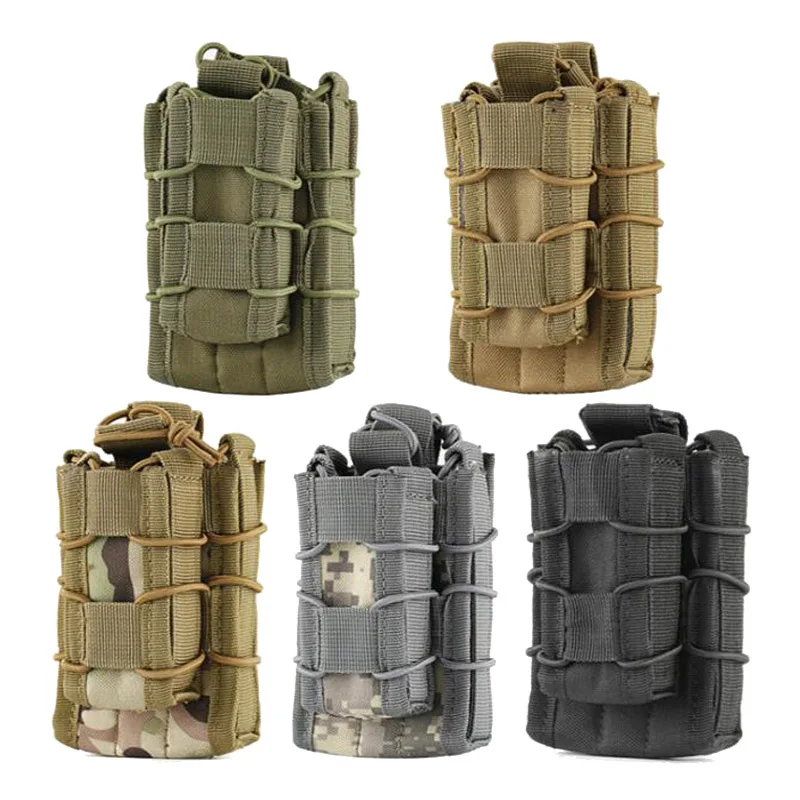 Molle System Magazine Pouch, Double Layer Storage Bags, Airsoft Tactical, AK, AR, M4, AR15, Rifle, Pistol Mag, Pouch Accessories