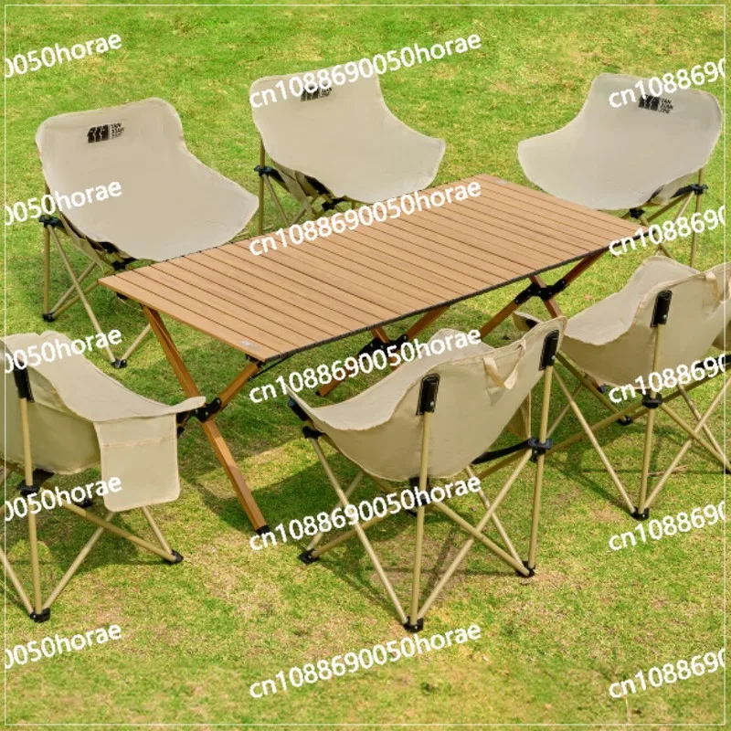 Outdoor Folding Chicken Rolls Table and Chair Integrated Picnic Camping Equipment