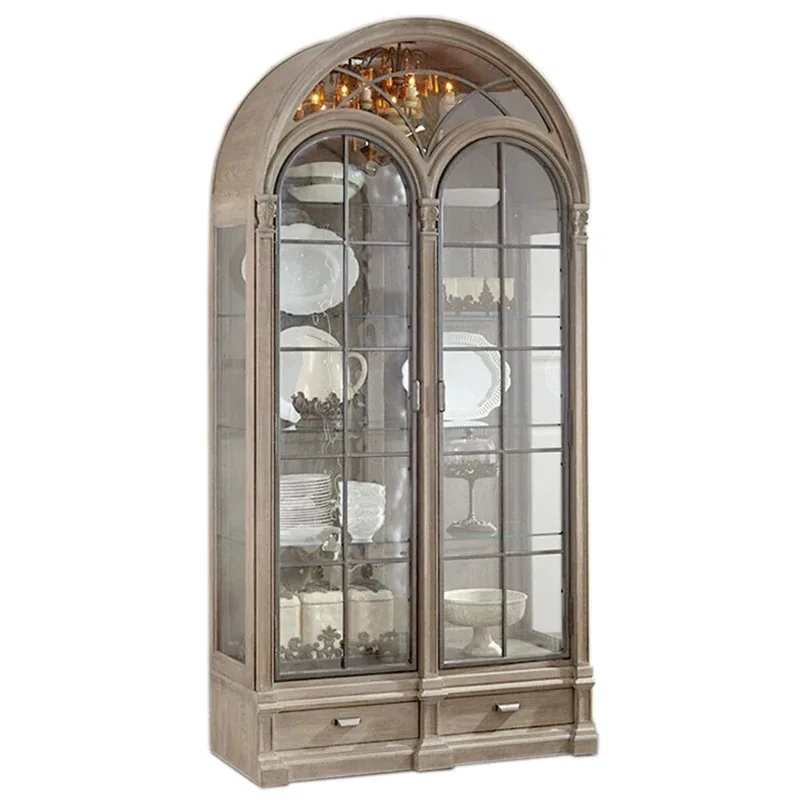 Glass decorative cabinet display architectural revival home living room retro cabinet