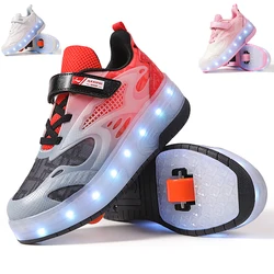 Designer Children Flashing Roller Skates Shoe Boys Girls Kids USB Recharging Luminous Wheels Sneakers Led Light Sport Skateboard