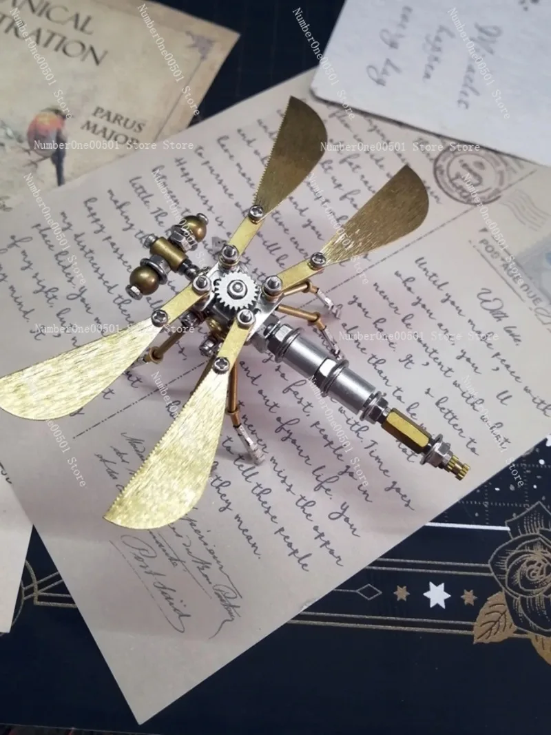 Mechanical Dragonfly Steampunk Metal Assembly Model 3D Stereoscopic Puzzle Handmade DIY Toy Gifts