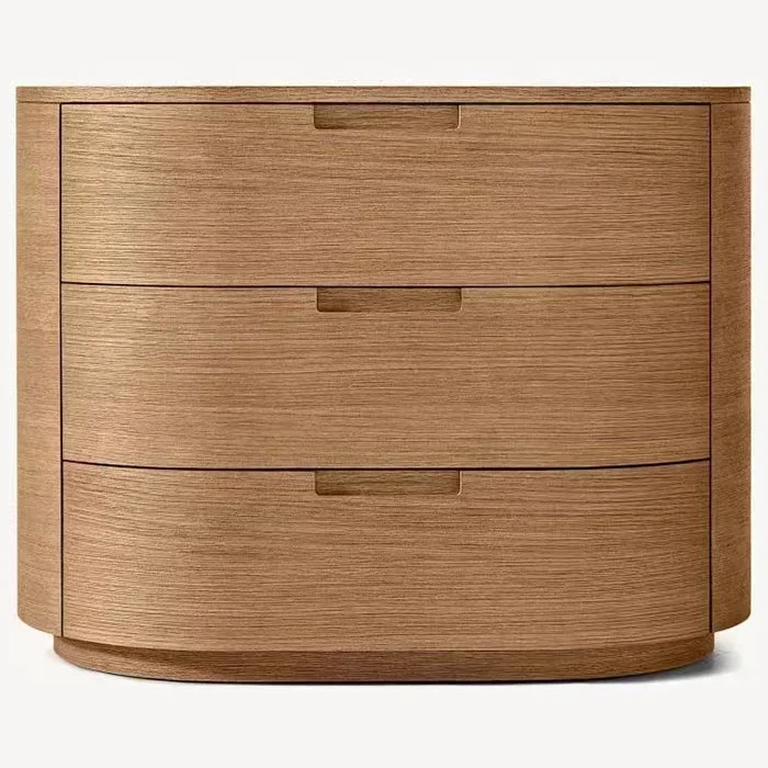 

Hot selling American style bedroom solid wood oval side table with drawer nightstand