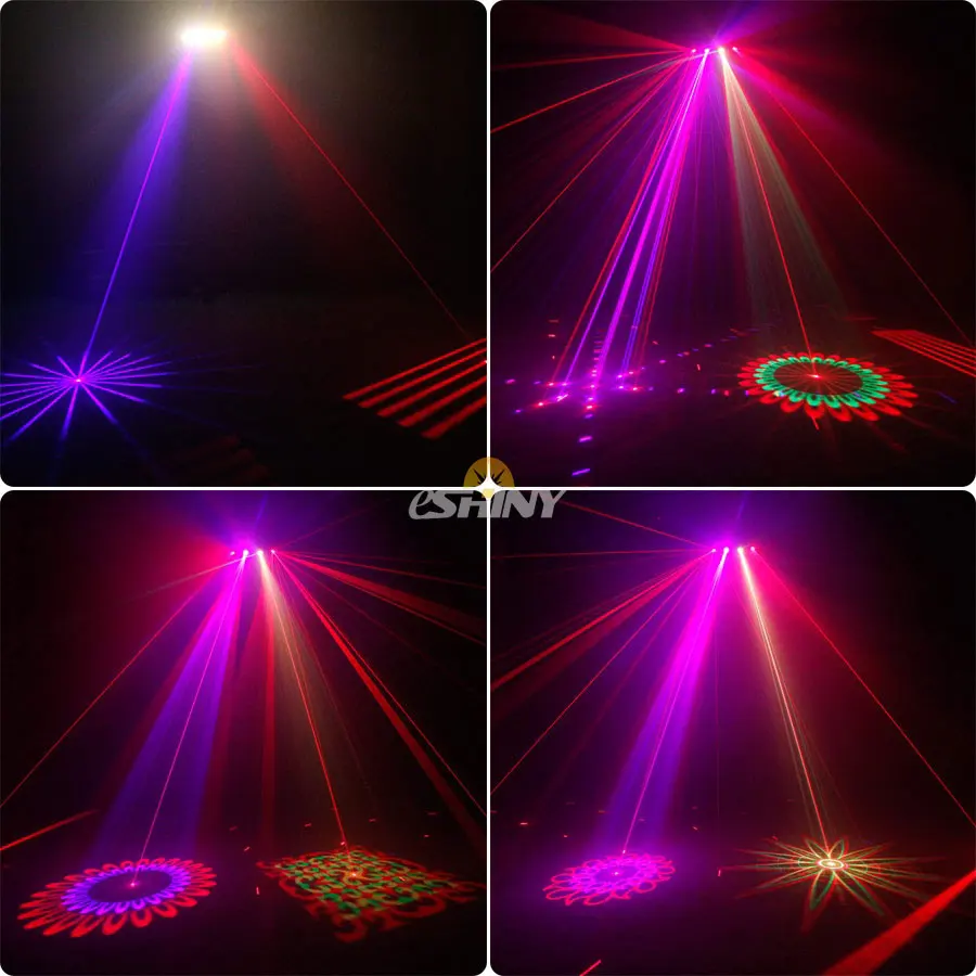 3D RGB 4 Lens 9 LED Laser Beam Projector DJ Disco Light Party RGB Dance DMX Decoration Birthday Lighting Effect Stage Lamp F12D3