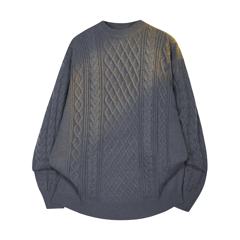 

Мужской вязаный свитер с круглым вырезом, длинными рукавами, в стиле кэжуал, модный, молодежный, для ношения под одеждой, из утолщенного полиэфирного волокна, весна-осень