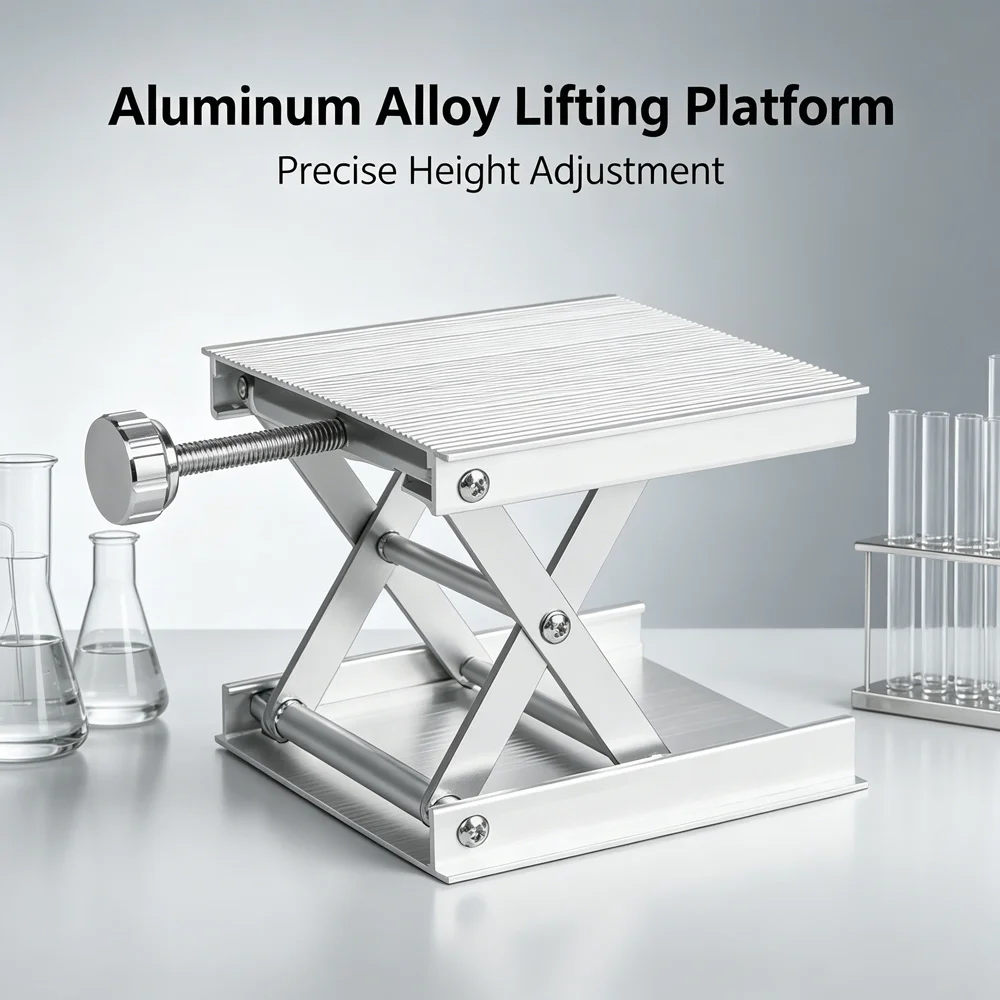 Small Aluminum Scissor Lift Table Hand Screw Adjustable Lifting Platform For Engraving Equipment Laboratory Experiment