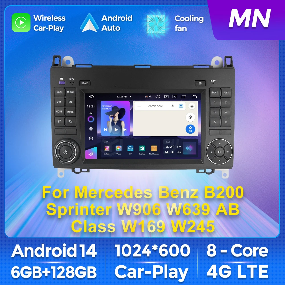 7'' 6+128G Car-play Android Auto Radio Multimedia Player All-in-One For Mercedes Benz B200 Sprinter W906 W639 AB Class W169 W245