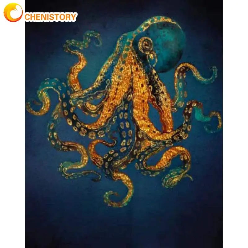 CHENISTORY 40x50cm Paint By Numbers Cartoon Giant Octopus For Adults Kids Picture Drawing Adults Crafts Paint Kit Gift Fantasy