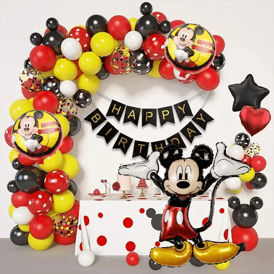 Disnay Mickey Mouse globo pastel Cupcake Topper rojo negro Mickey tema decoración de fiesta de cumpleaños regalos de Baby Shower juguete decoración suministros