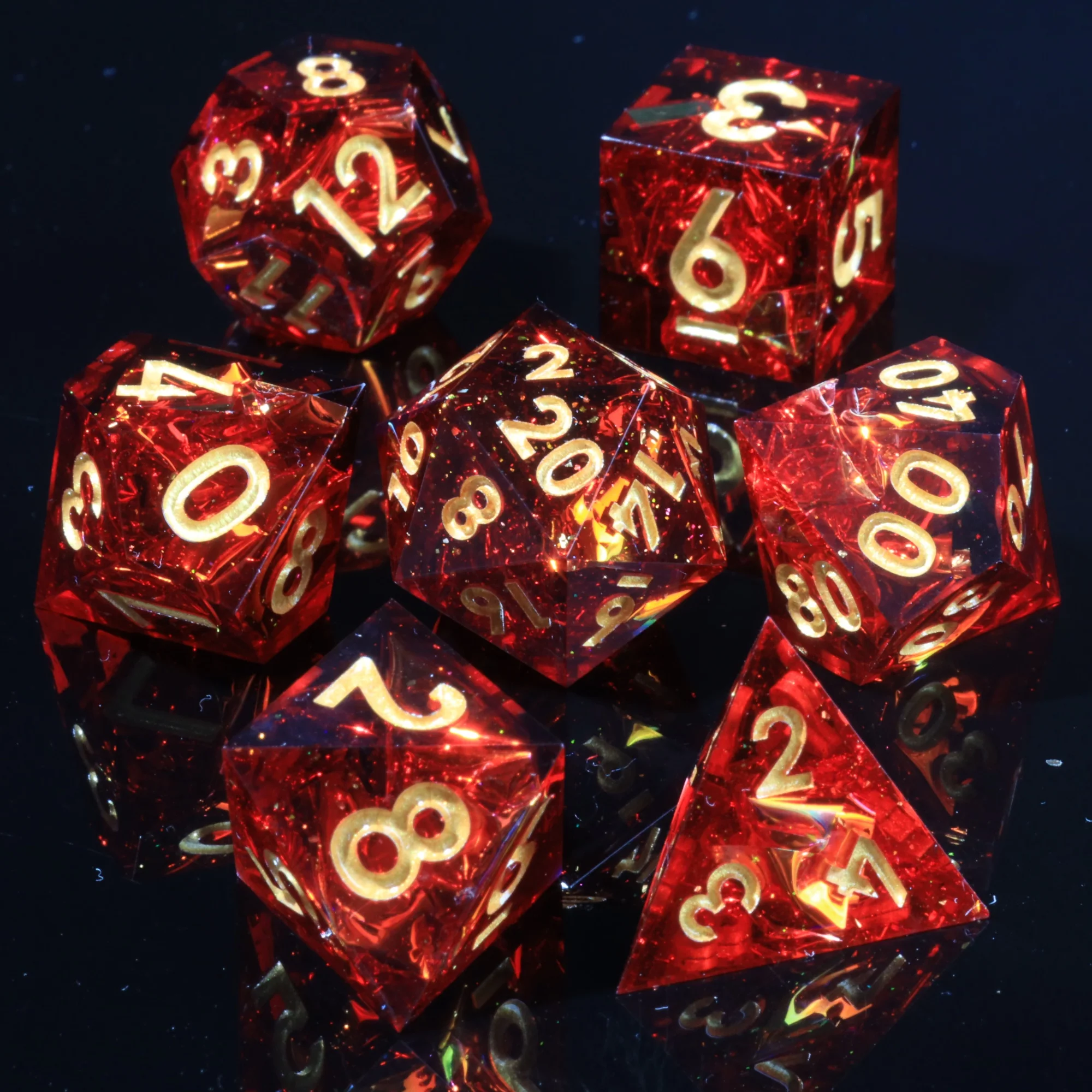 MINI PLANET DND Dice Set Handmade Polyhedral Resin Dice with Sharp Edges For TRPG Desktop Game 6/7/10/11pcs D6 D10 D20 Dice Set