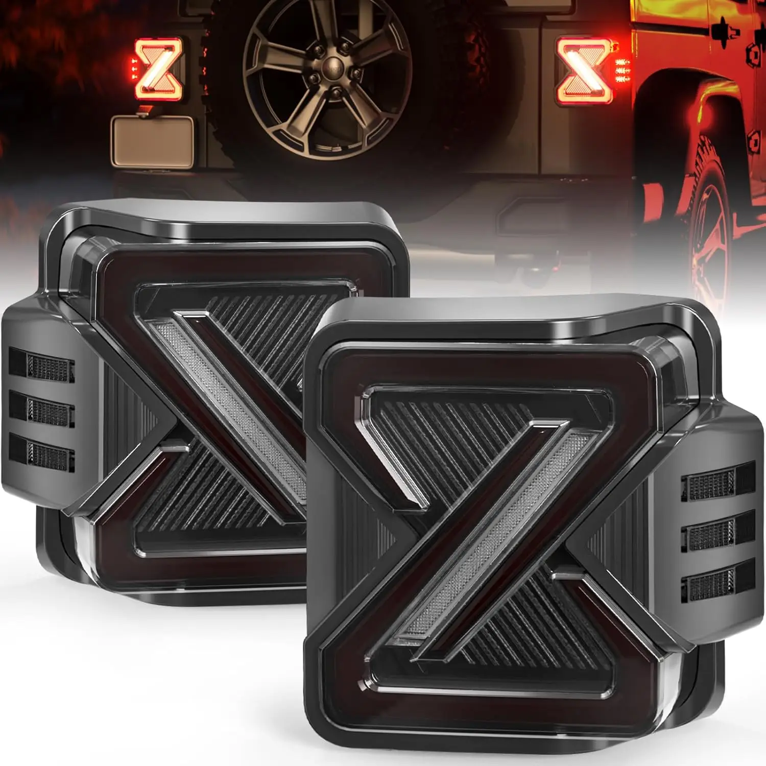 LED Tail Lights For 2007-2018 Jeep Wrangler JK JKU Sport Sahara Rubicon with Startup Animation Taillight Dynamic Turn Signal Lights Brake Reverse Light Rear Light Assembly