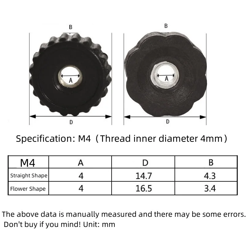 20/30/50/100pcs Thumb Knob Nut M4 Flower/Straight Shape Plastic Adhesive Head Plum Hand Tighten Nuts Adjustment Knob Nut