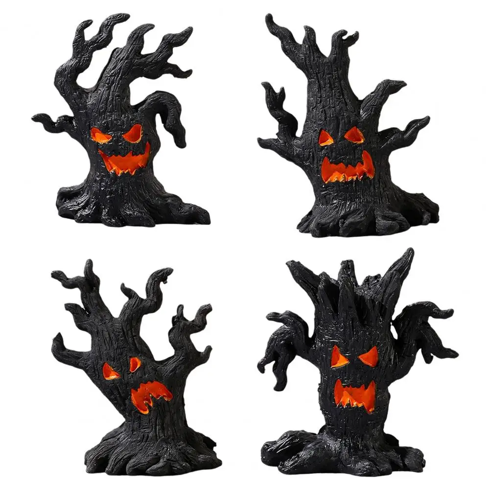 Resin Dead Wood Ghost Figurine Niche Festival Scene Building Accessory Halloween Miniature Tree Demon Ornaments for Desktop