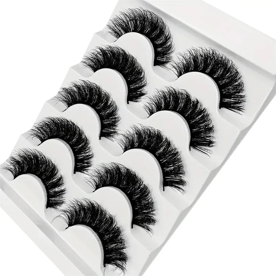 5 pairs of DD curled 3D cat eyes reusable fluffy false eyelashes for eye makeup natural eyelashes