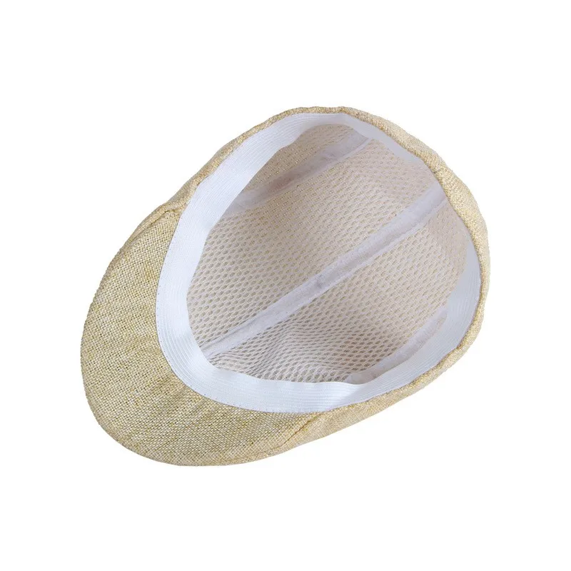 Spring and summer men\'s solid color hat imitation hemp beret British retro summer breathable hat for the elderly hat