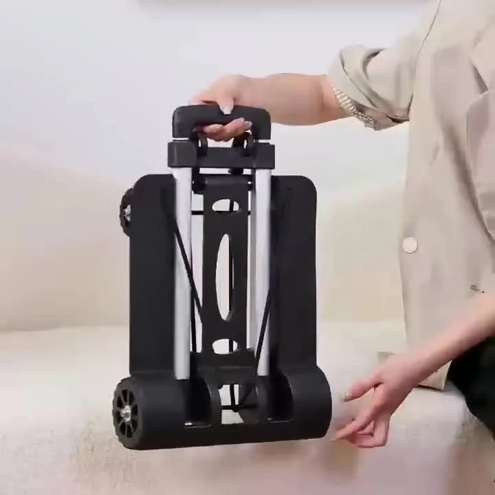 ポータブル手引きショッピングカート小型手押しカート軽量野菜購入カート家庭用ロッド付き折りたたみ式ショッピングトロリー