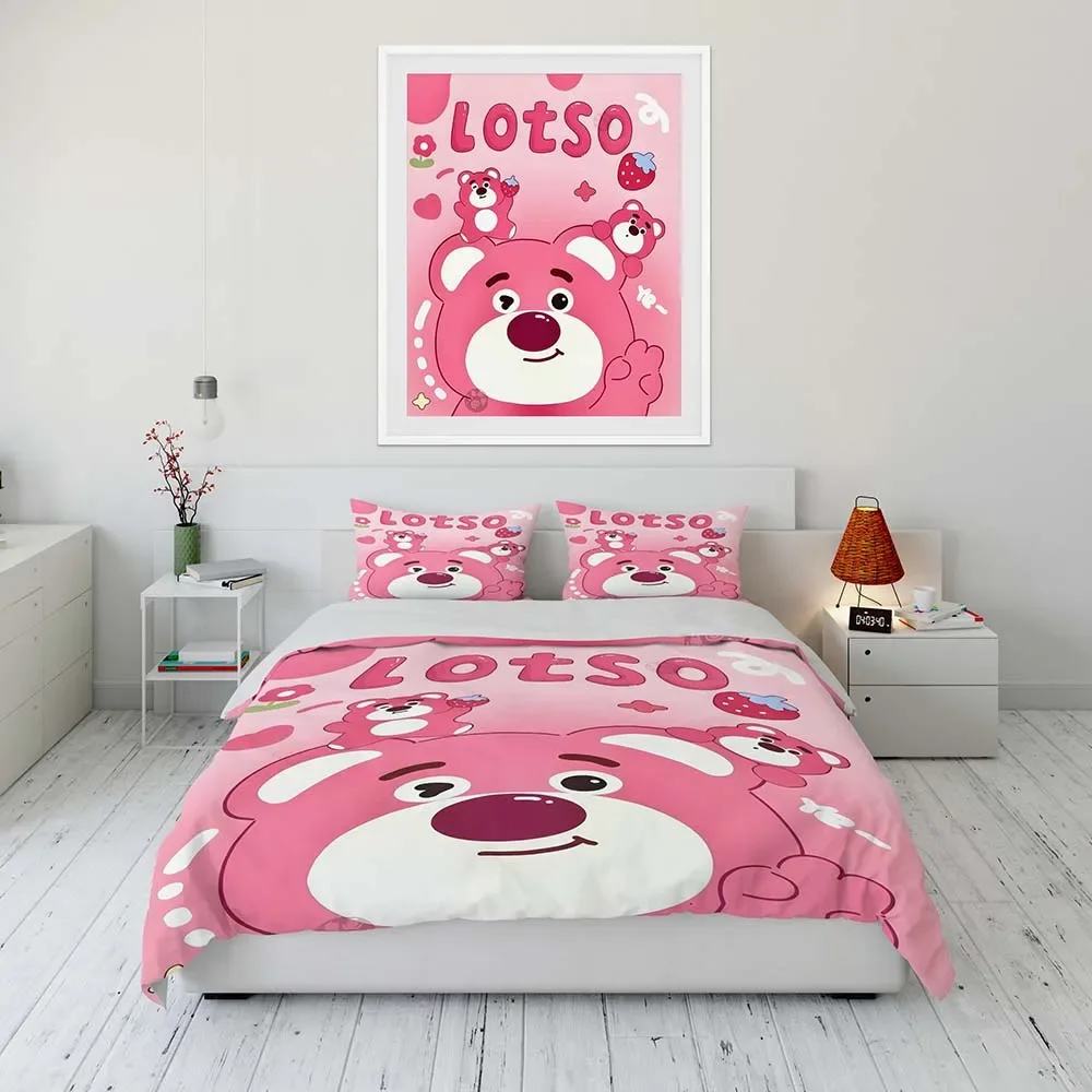 Disney Lotso Cartoon Bedding Set Quilt Spiderman Duvet Cover Comforter Bedclothes Children Kid Boy Bed Birthday Gift Bedding