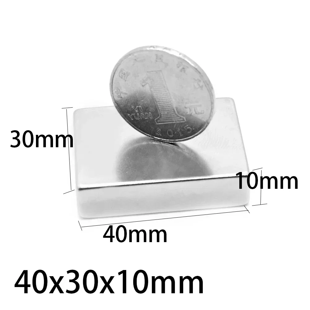 1/2/3pcs 40x30x10mm Hight2 Rectangle Square 40x30 Neodymium Bar Block Strong Magnets Search Magnetic Toy Glass Electricity