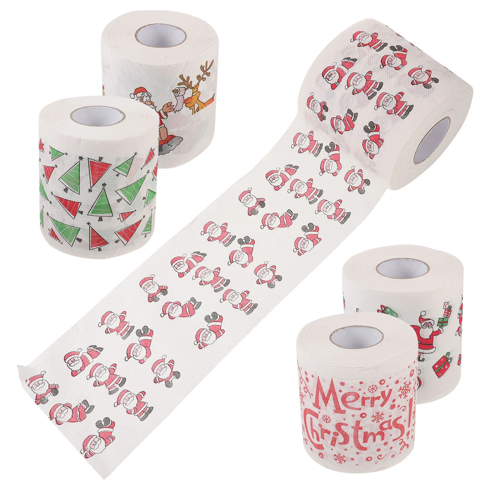 Papier toilette de vacances, serviette de découpage de Noël, fournitures de fête, décoration, cadeau, 5 rouleaux