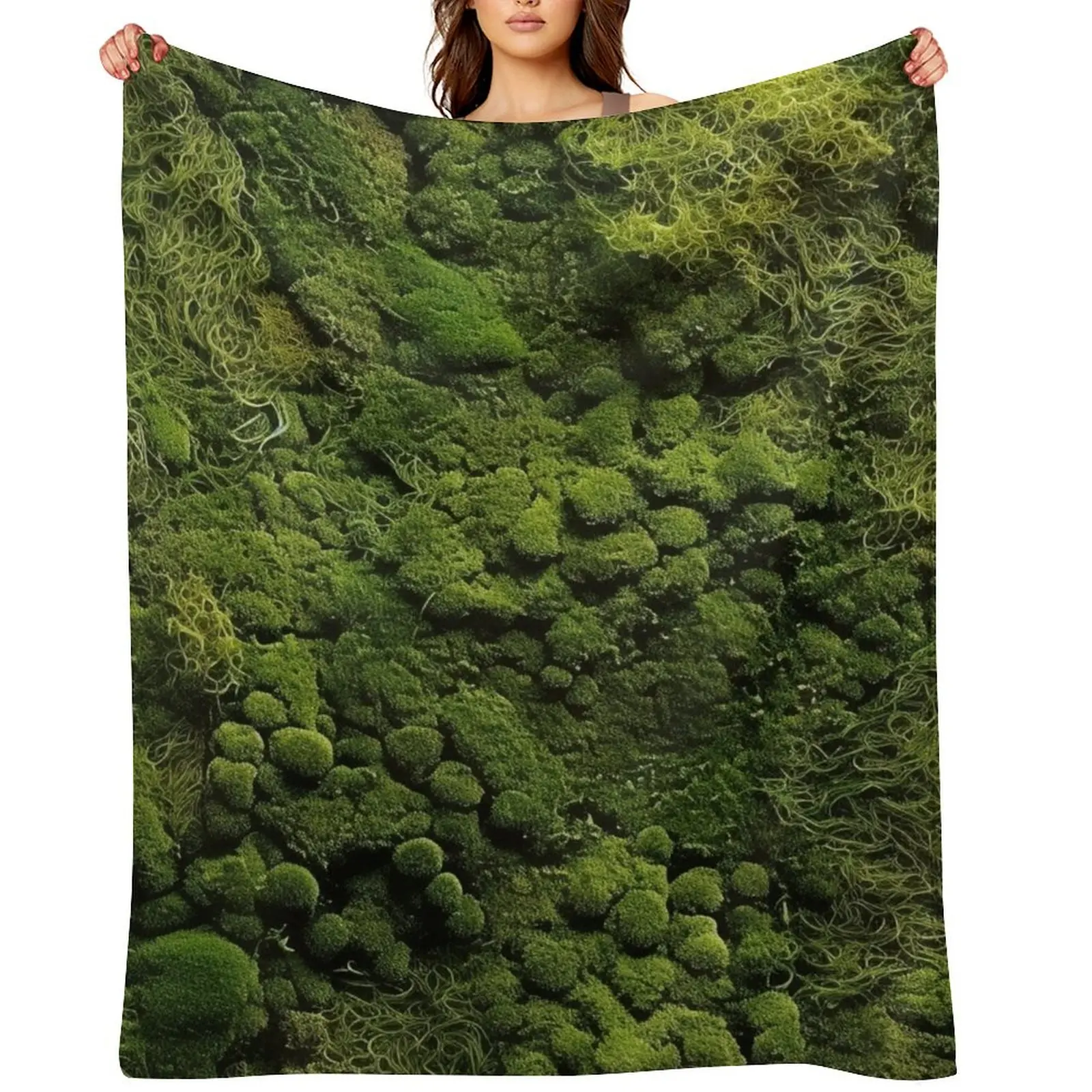 

Moss Pattern: Natural Freshness Throw Blanket Blankets For Baby Cute Kid'S Camping Blankets